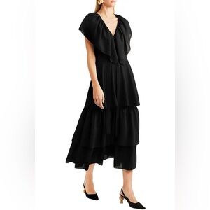 Rejina Pyo renata dress in black crepe seersucker